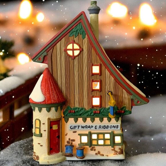 Dept 56 Gift Wrap & Ribbons - North Pole Village Christmas Building - 1996 - Picture 1 of 12